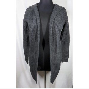 Women's L/XL Dark Gray Hooded Sweater Cardigan, Pockets, Fashion Nova, NWT